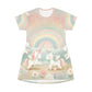 "Magical Unicorns Rainbow T-Shirt Dress – A Dreamy Style for Playful Souls!"