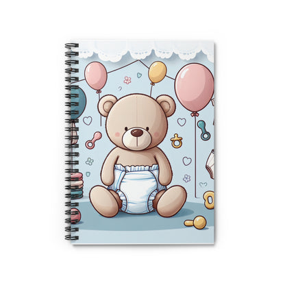 ABDL Cute Teddy Bear Notebook - 118 Page Spiral Journal for Littles