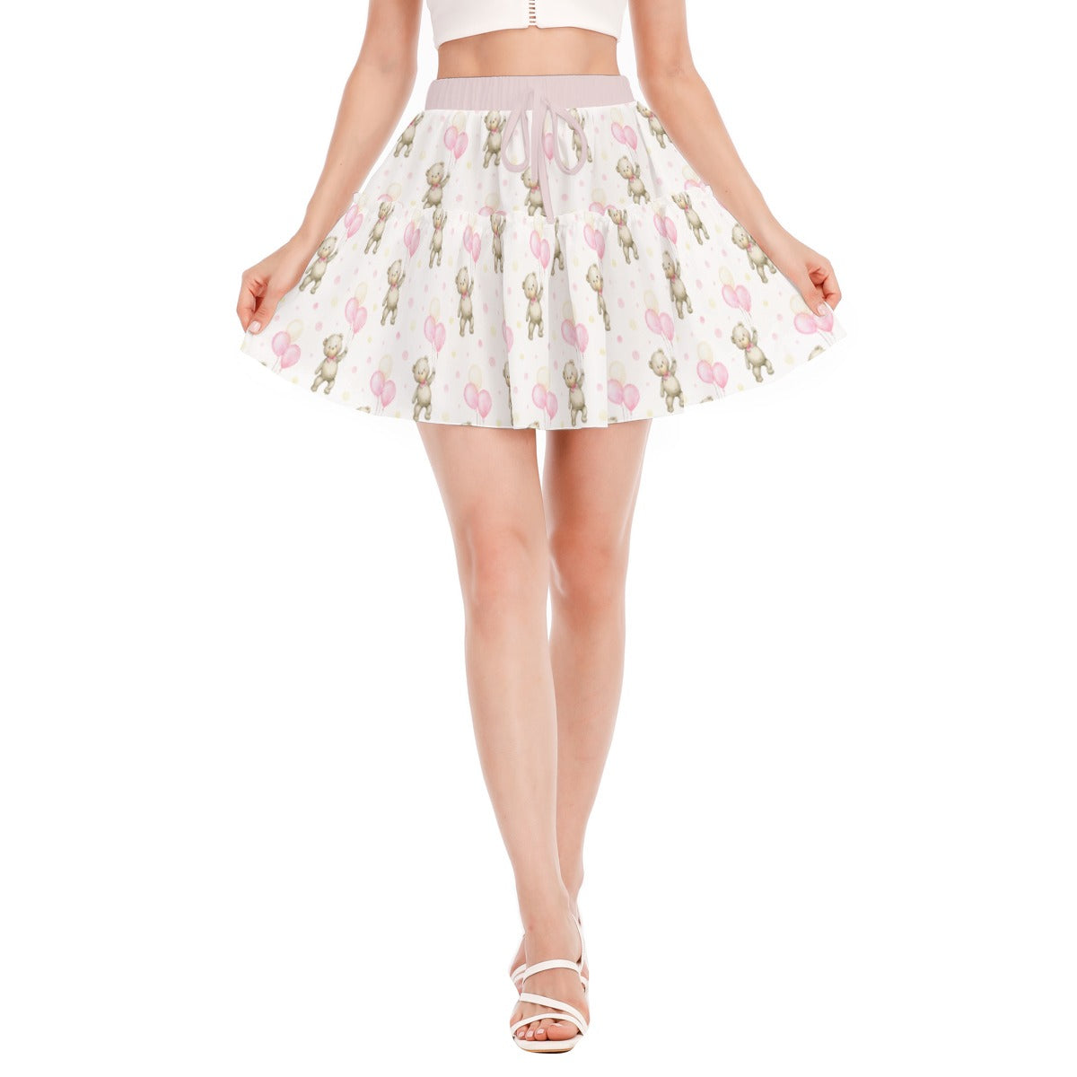 "Sweet Teddy Balloon Ruffled Skirt – Perfect for Playful Little Moments!"