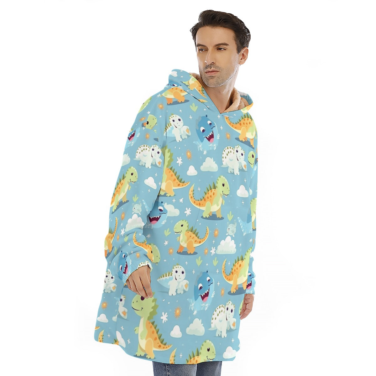 Little Space Happy Dinosaurs Sherpa Hoodie Blanket