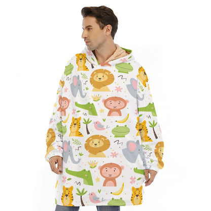 Little Space Jungle Friends Sherpa Hoodie Blanket