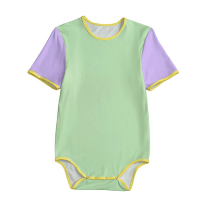 Minty Lavender Delight Color Block ABDL Onesie