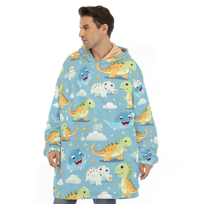 Little Space Happy Dinosaurs Sherpa Hoodie Blanket