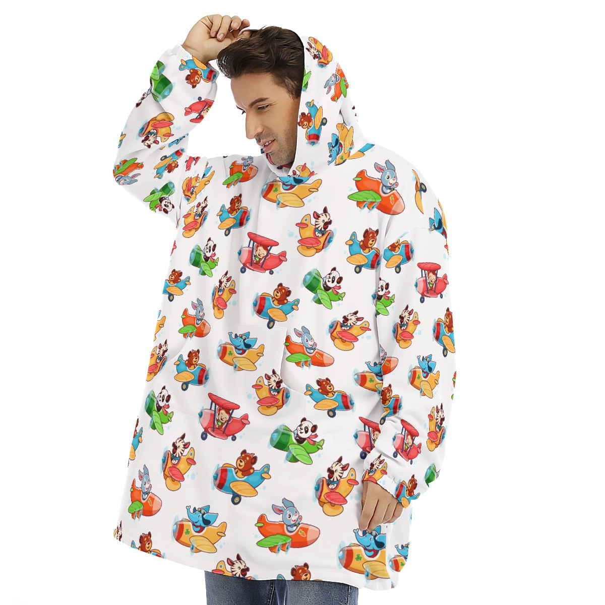 Little Space Animal Pilots Sherpa Hoodie Blanket