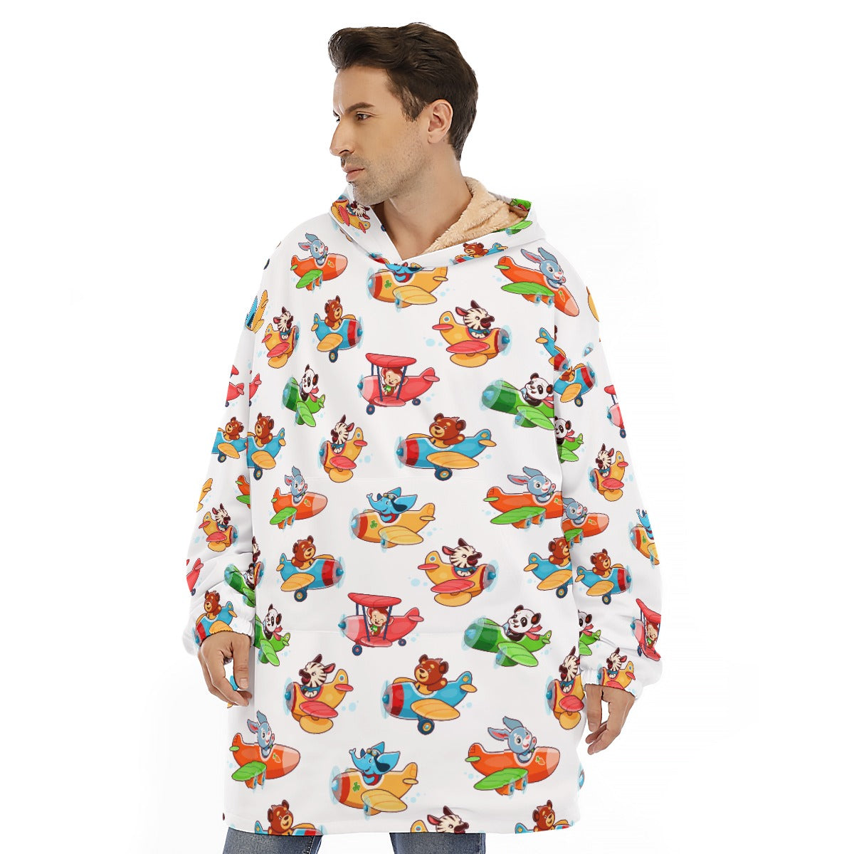 Little Space Animal Pilots Sherpa Hoodie Blanket