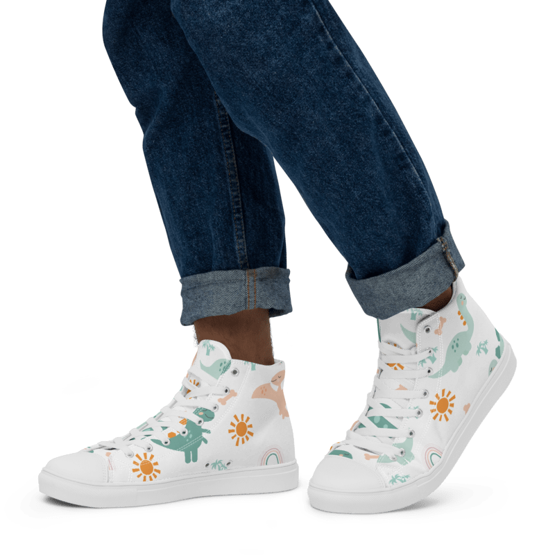 ABDL green dinosaur high top canvas shoes